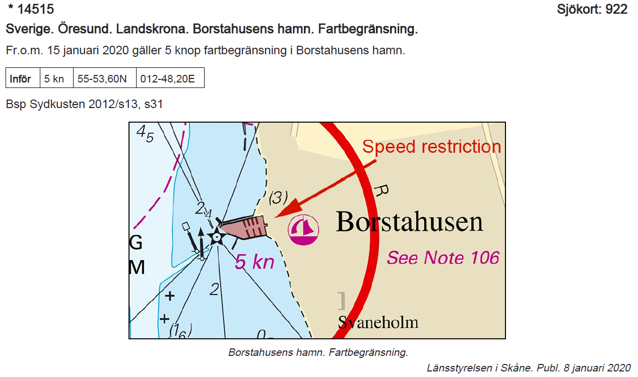 image: Underrättelser UFS, 5 knop i hamnens område